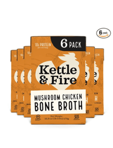 Kettle and Fire Mushroom Chicken Bone Broth, Keto, Paleo and Whole 30 Approved, Gluten Free, High in Protein and Collagen, 6 Pack.img