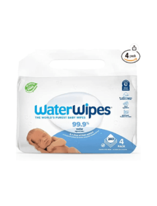WaterWipes Plastic-Free Original Baby Wipes, 99.9% Water Based Wipes, Unscented & Hypoallergenic for Sensitive Skin, 240 Count (4 packs), Packaging May Vary.img